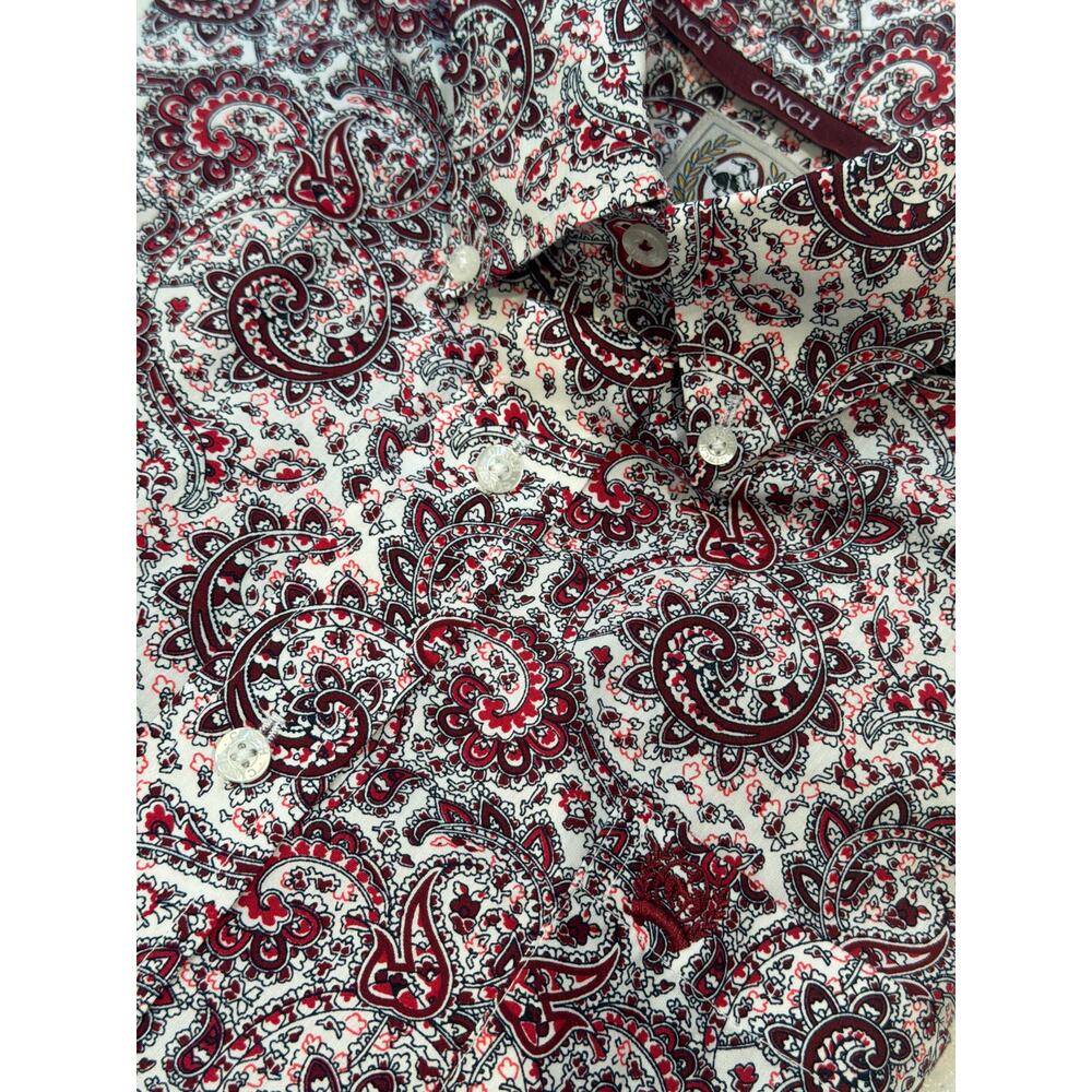 Cinch Mens Shirt XS Red Paisley LS Button Down Western Rodeo Cowboy Casual